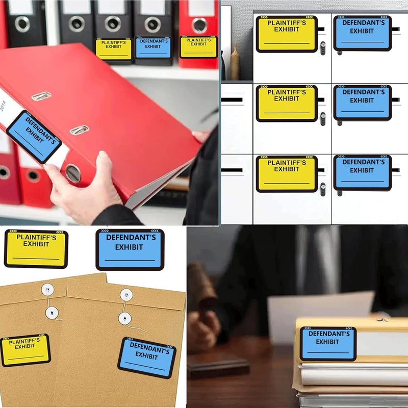wootile Legal Yellow Plaintiff's Exhibit Blue Defendant's Exhibit Stickers 1.65 X 1 Inches - Color-Coded Exhibit Labels 400 Pcs Blank File Folder Labels Tabs Legal Documents Report Divider for Offices Courts - Image 2